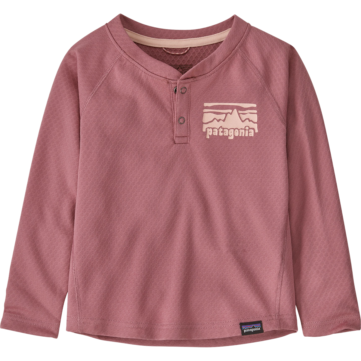 Patagonia Youth Capilene Midweight Henley in Fitz Roy Rambler/Pink