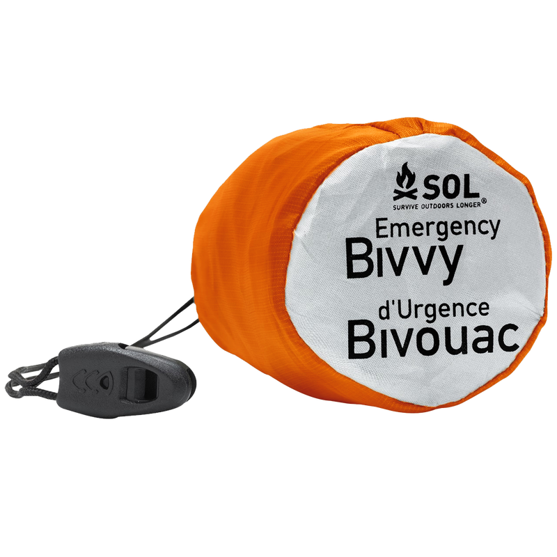 Emergency Bivvy with Rescue Whistle, Adventure Medical SOL Emergency Bivvy with Rescue Whistle stuff sack