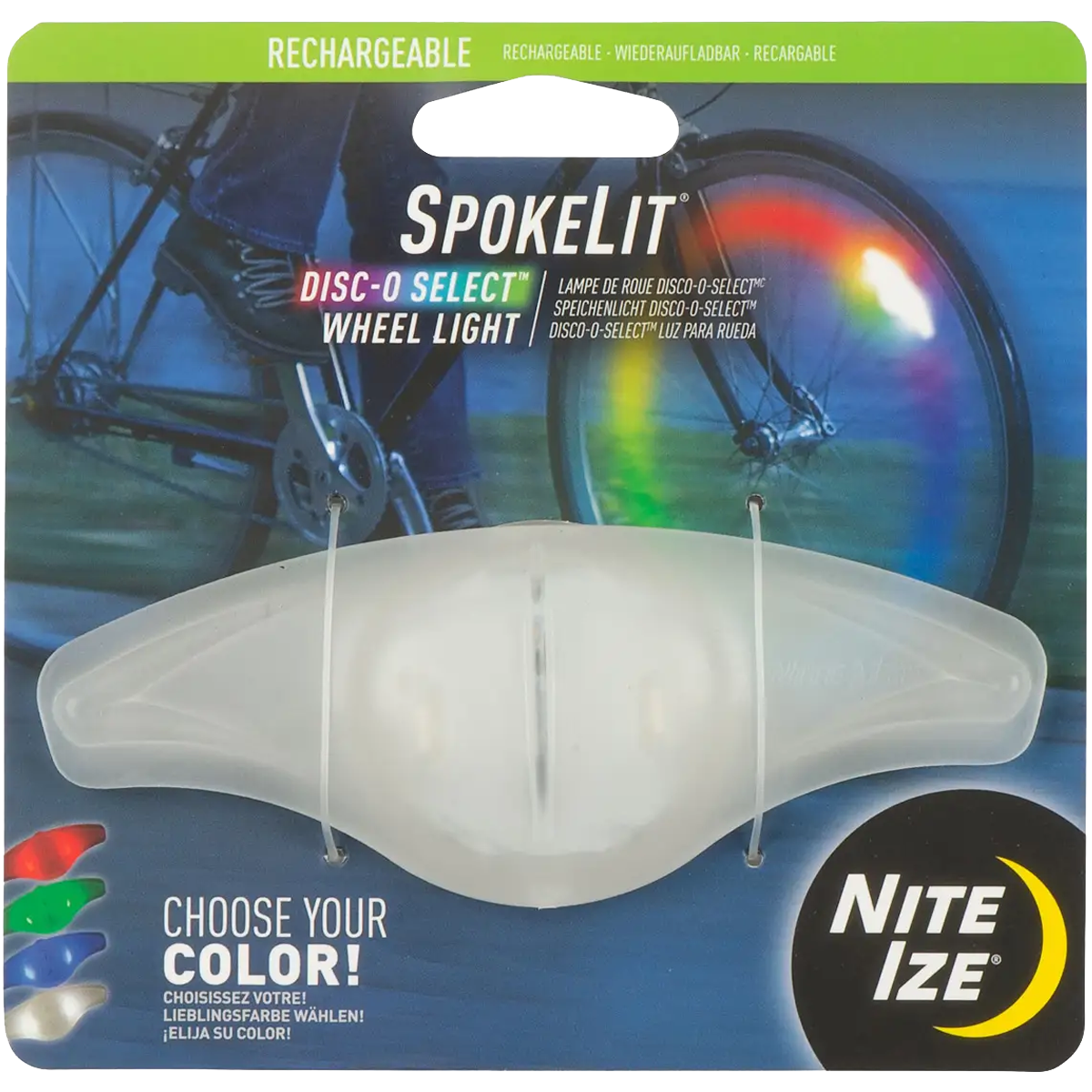 Nite Ize SpokeLit Rechargeable Disco-Select Wheel Light