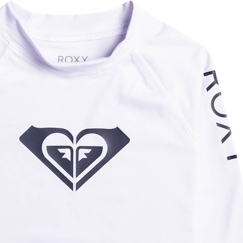Youth Whole Hearted Long Sleeve Rashguard, Roxy Youth Whole Hearted Long Sleeve Rashguard logo detail