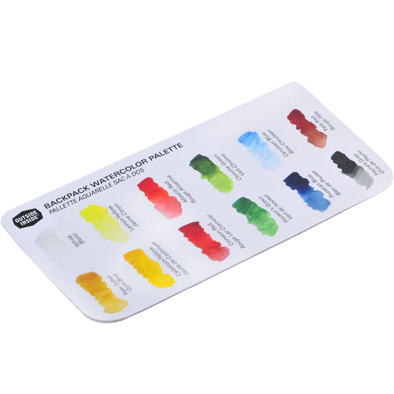 Backpack Watercolor Set, Outside Inside Backpack Watercolor Set color guide