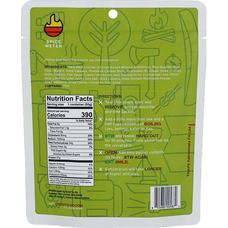 Essential 5-Day Emergency Food Kit, Good To-Go Chicken Pho (1 Serving) back of package
