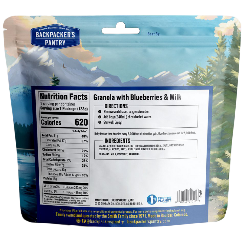 Granola with Blueberries, Almonds & Milk (1 Serving)