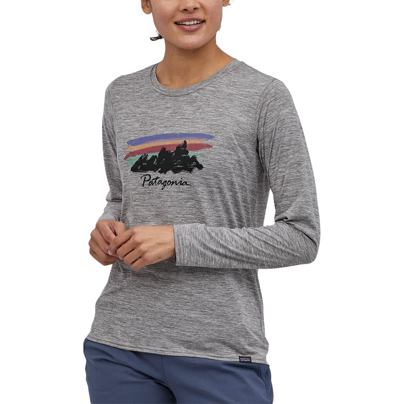 Women's Long Sleeve Capilene Cool Daily Graphic Shirt, Patagonia Women's Long Sleeve Capilene Cool Daily Graphic Shirt ORBX-On Rail:Big Sky X-Dye