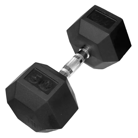 Rubber Hex Dumbbell - 50 lb