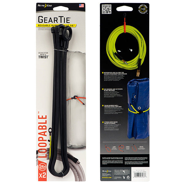 Gear Tie Loop, Black - 24" (2 Pack), Nite Ize Gear Tie Loop, Black - 24" (2 Pack)