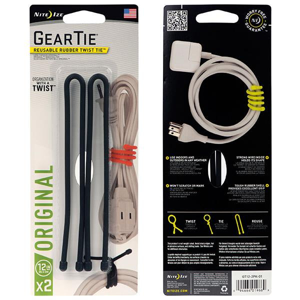 Gear Tie, Black - 12" (2 Pack), Featured Image