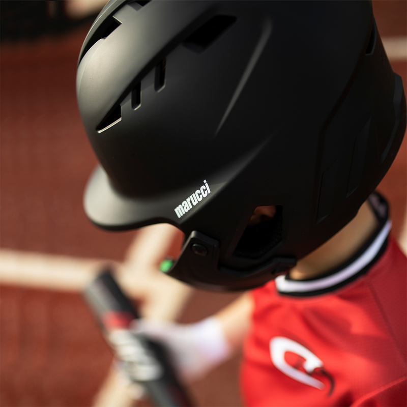 Duravent Jaw Guard Batting Helmet, Marucci Sports Duravent Jaw Guard Batting Helmet Black on model