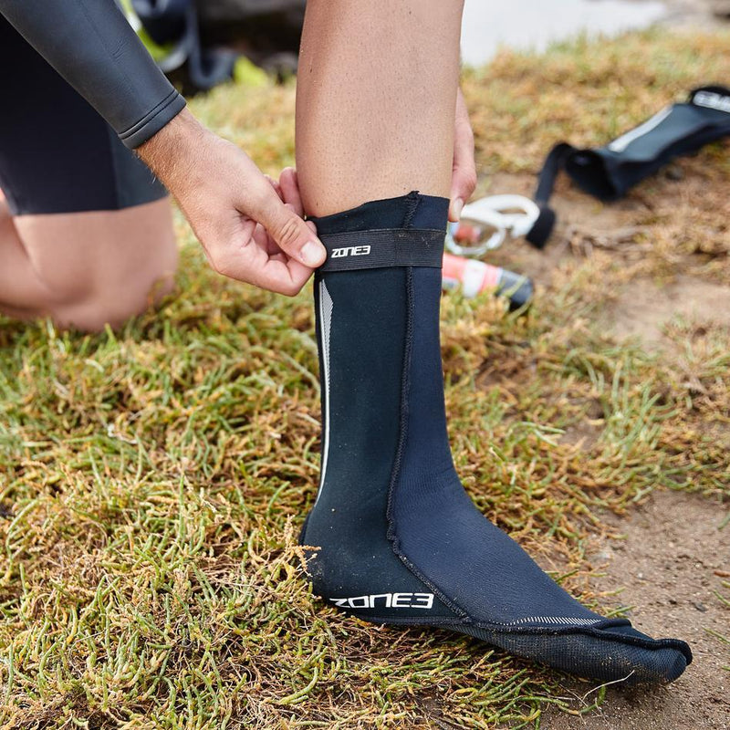 Neoprene Swim Socks, Zone3 Neoprene Swim Socks Black/Silver