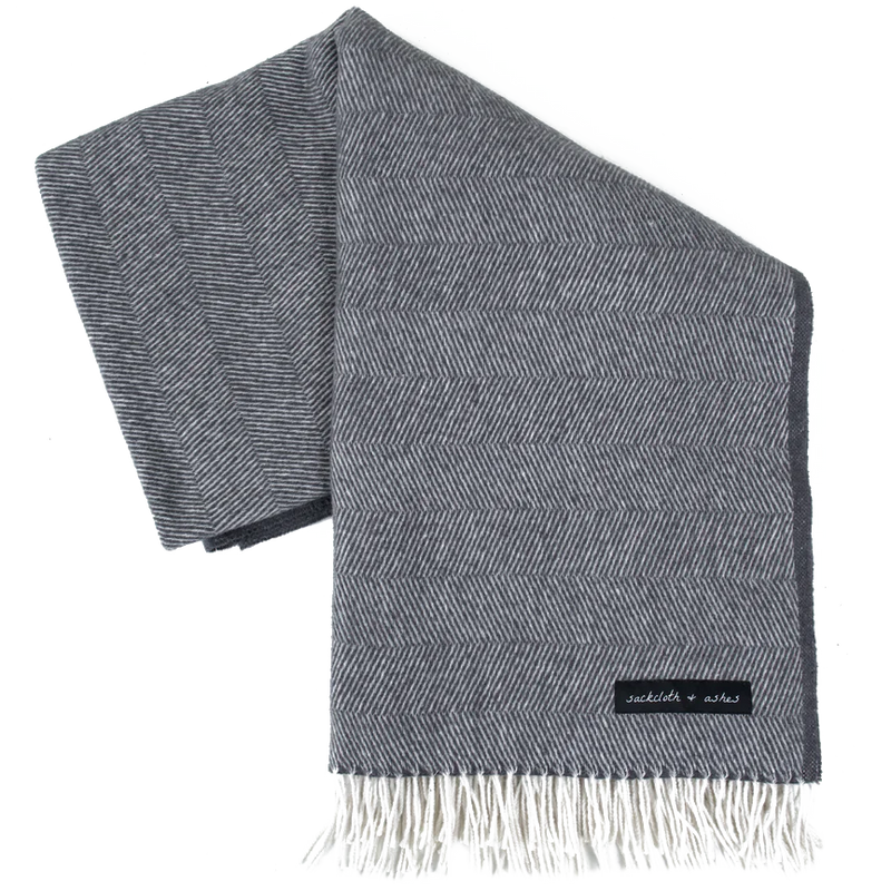Essential Blanket, Sackcloth and ashes Essential Blanket Herringbone Ashes folded