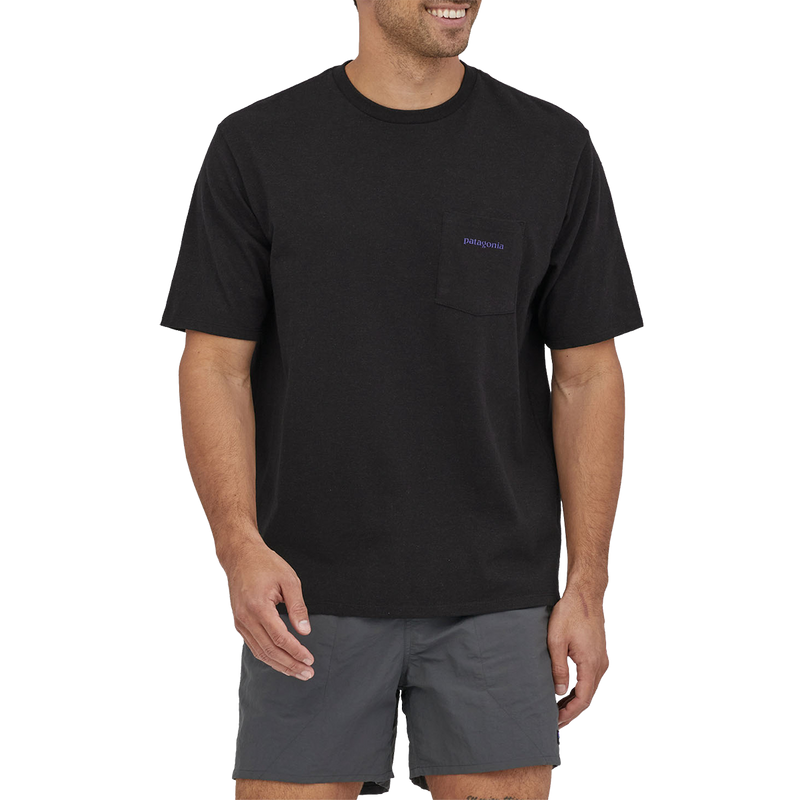 Men's Boardshort Logo Responsibili-Tee, Patagonia Men's Boardshort Logo Responsibili-Tee INBK-Ink Black Alt View Model Front