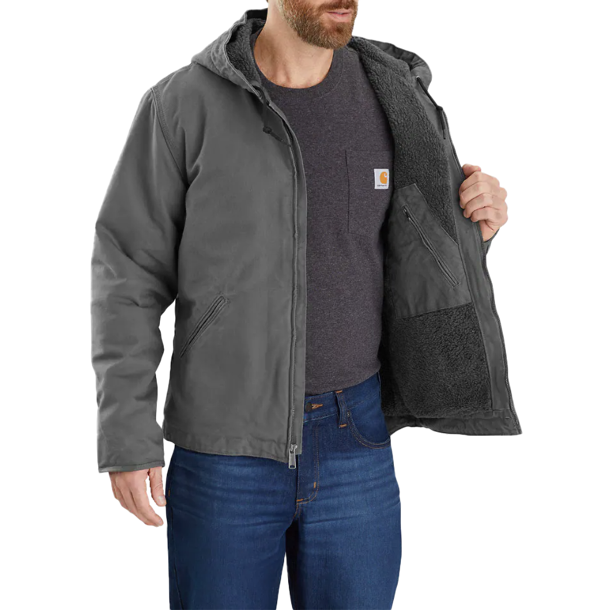 Men's Washed Duck Sherpa-Lined Jacket alternate view