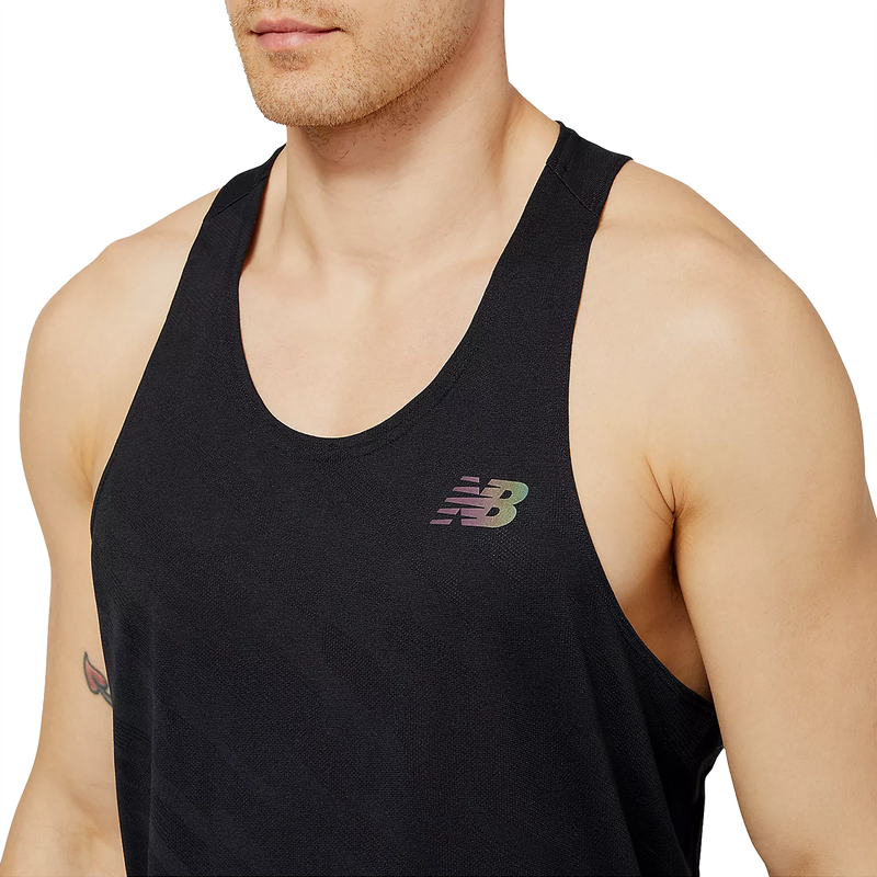 Men's Q Speed Jacquard Singlet, New Balance Men's Q Speed Jacquard Singlet BK-Black logo